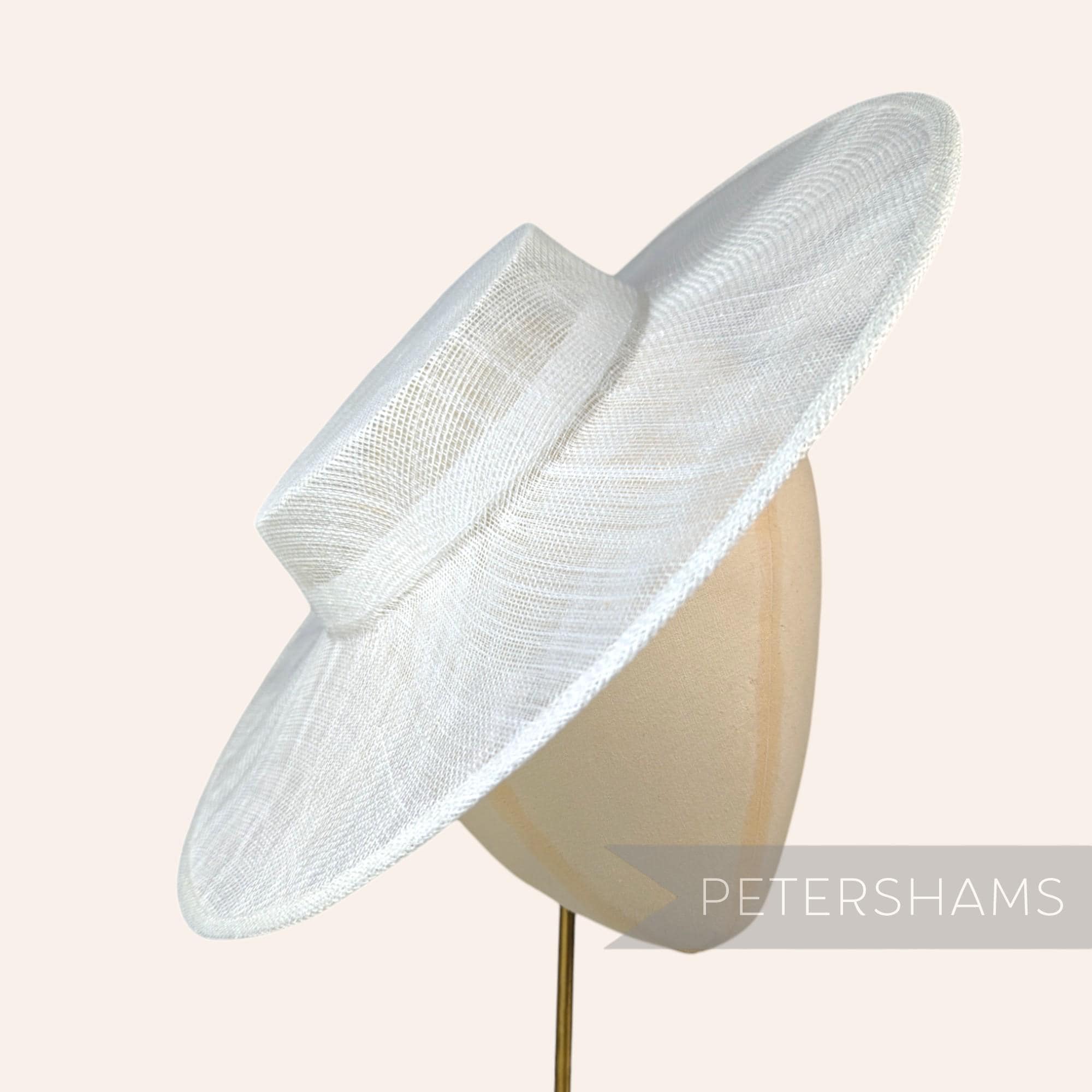 Large Brim Sinamay Boater Fascinator Hat Base for Millinery & Hat Making - White