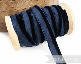 5mm Velvet Insertion Piping Cord for Millinery, Hat Making and Crafts - 1m - Navy Blue