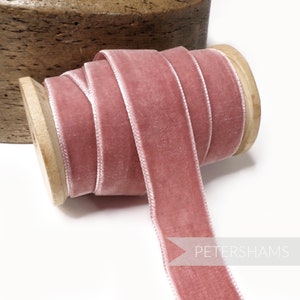 23 mm breites französisches Samtband für Kopfschmuck, Hutbesatz & Kunsthandwerk 1 Meter - Victorian Rose