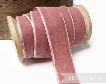 23mm French Velvet Ribbon for Millinery, Hat Trimming & Crafts 1 metre (1.09 yards) - Victorian Rose