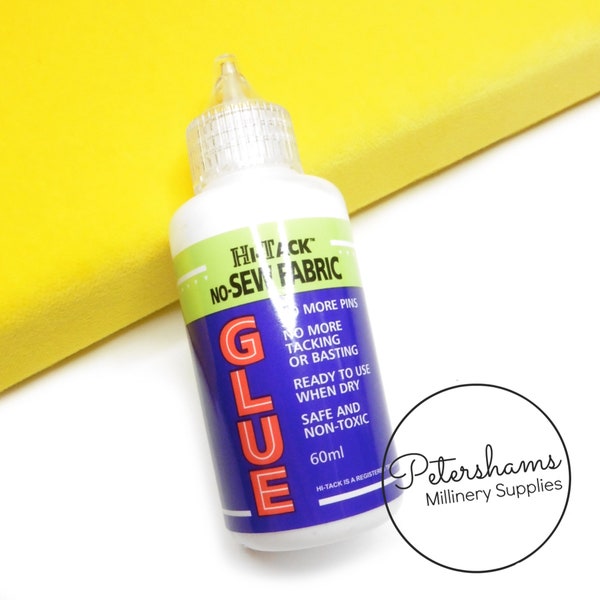 No-Sew Hi-Tack Fabric Glue Perfect for Millinery, Hat Making and Masks - 60ml Bottle