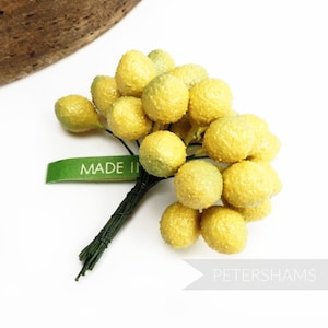 Vintage &#39;Eddie&#39; Japanese 1950/60s Mini Wired Lemon Stems for Millinery - 24 stems