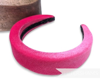 40mm Super Padded Velvet Headbands for Hat Making and Millinery - Fuchsia Pink