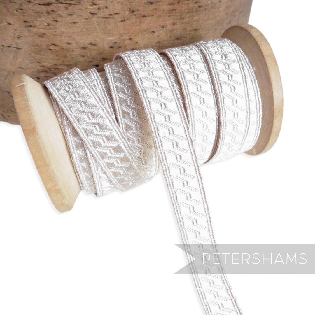 13mm Bias & Strand 90% Silver Thread Lace Ribbon for Textiles, Bridal ...