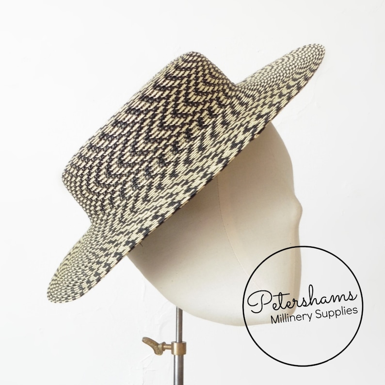 Small Brim Polybraid Boater Fascinator Hat Base for Millinery /& Hat Making Black and Straw