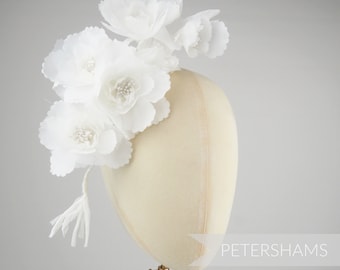 Organza 'Amelia' Millinery Flower Hat Mount for Fascinators & Hat Making - Ivory