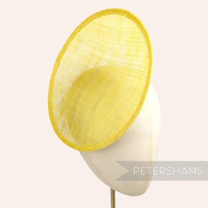 Rounded Scoop 21cm Sinamay Fascinator Hat Base for Millinery & Hat Making - Yellow