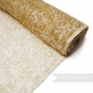 Tropical Hibiscus Print Sinamay Fabric for Millinery and Hat Making - 1/2m - Light Gold