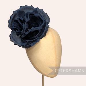 Navy Silk 'Danielle' Large 15cm Rose Millinery Fascinator Flower Hat Mount