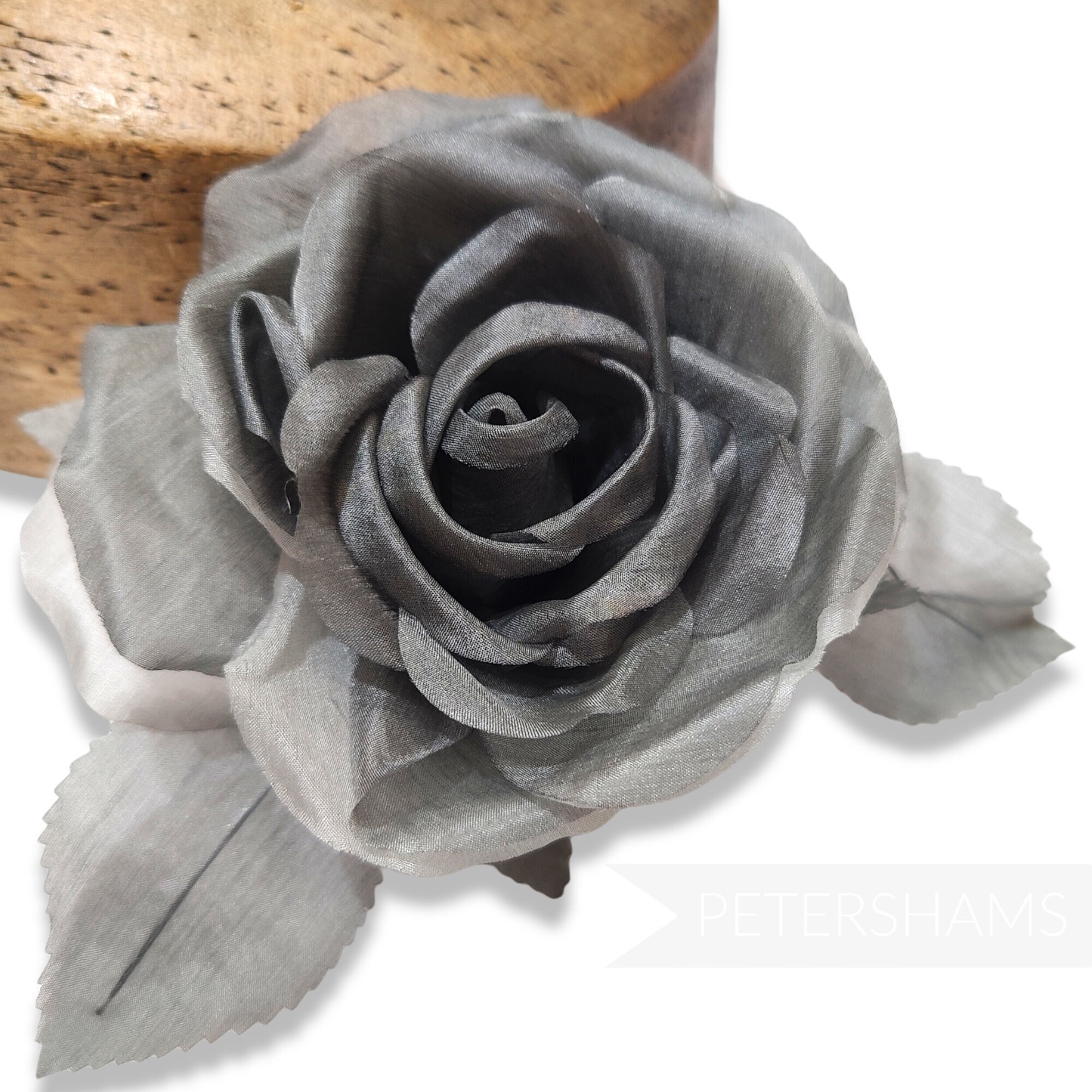 Contrast Layered 'Madalyn' 11cm Silk Wired Millinery Flower for Hat Trimming - Grey