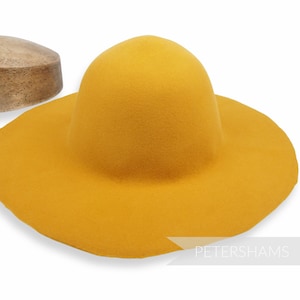 100% Wool Felt Capeline Hat Body for Millinery & Hat Making - Mustard