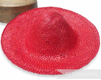 Mini Shiny Wheatstraw 8" Capeline Hat Body for Millinery & Hat Making - Red