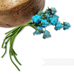 Vintage &#39;Glamida&#39; 1940s Glass Blackberries with Rolled Stems Millinery Mount - Blue