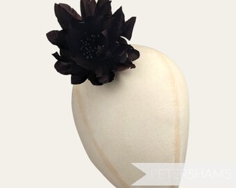 Montura para sombrero Erin Goose Feather Lotus Flower Millinery - Chocolate