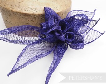 Large Layered Sinamay Flower Millinery Hat Mount 'Lydia' - Purple