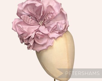 Dusky Pink Silk 'Lucinda' Extra Large 20cm Rose Millinery Fascinator Flower Hat Mount