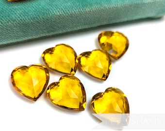 20x19mm Vintage Gold German Coloured Glass Hearts Imitation Stones for Millinery and Jewellery Making