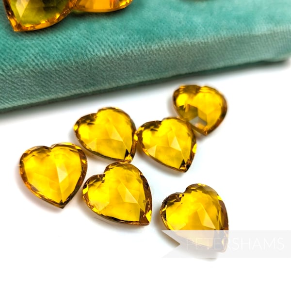 20x19mm Vintage Gold German Coloured Glass Hearts Imitation Stones for Millinery and Jewellery Making