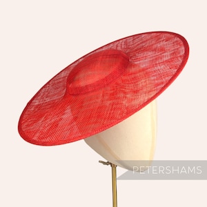 Cartwheel Sinamay Fascinator Hat Base for Millinery & Hat Making - Red