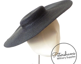 Cartwheel Polybraid Fascinator Hat Base for Millinery & Hat Making - Black