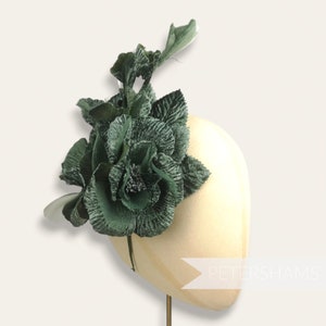 Large &#39;Josie&#39; 20cm Velvet & Organza Millinery Flower Hat Mount for Millinery- Seagreen