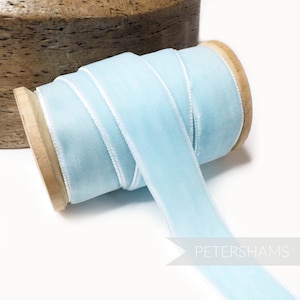 23 mm französisches Samtband für Kopfschmuck, Hutbesatz & Kunsthandwerk 1 Meter (1.09 yards) - Hellblau