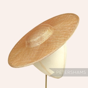 Metallic Lurex Cartwheel Sinamay Fascinator Base for Millinery & Hat Making - Toffee with Gold