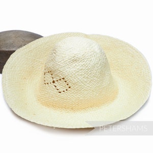 Triple Diamond Air Vent Ivory/Natural Paper 11" Vintage Capeline for Hat Making & Millinery