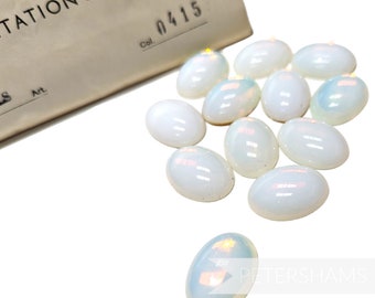Vintage 1980's Glass Oval Moonstone-Effect Cabochons for Millinery & Crafting- 25 x 18mm