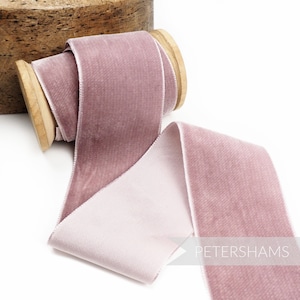50 mm Frans fluwelen lint voor modevak, hoedenversiering en knutselwerk 1 meter (1,09 yards) - oudroze