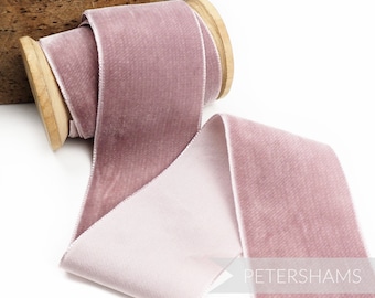 Dusky Pink 50mm French Velvet Ribbon for Millinery, Hat Trimming & Crafts 1 metre (1.09 yards)
