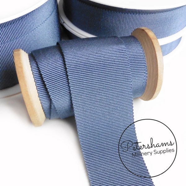 Denim Blue French Millinery Petersham Ribbon 3 Sizes (15mm No.3, 25mm No.5, 40mm No.10)