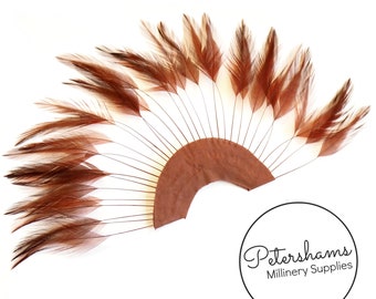 Stripped Hackle Feather Fan for Fascinators & Hat Making - Rust