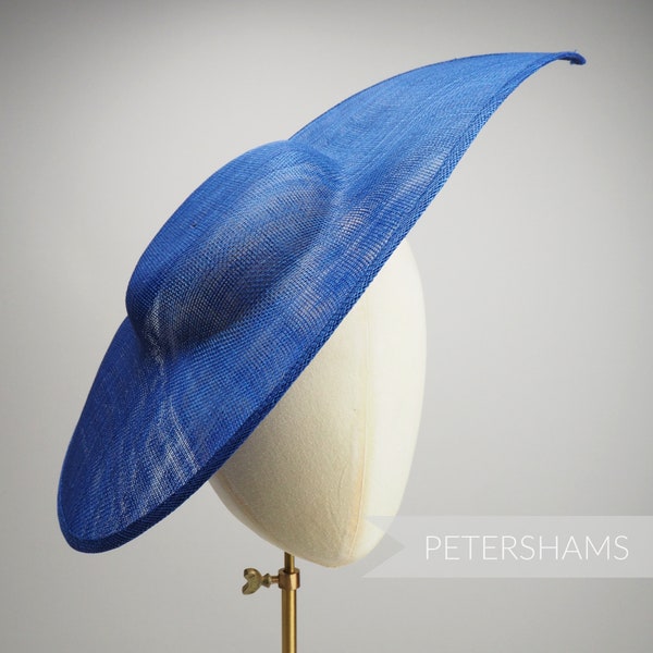 Extra Large Pointed Tip Sinamay Fascinator Hat Base for Millinery - Deep Royal Blue