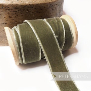 Fita de veludo francesa de 23 mm para chapelaria, enfeites de chapéus e artesanato 1 metro (1,09 jardas) - Sage Green