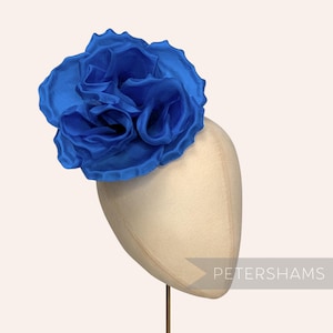 Bright Blue Silk 'Danielle' Large 15cm Rose Millinery Fascinator Flower Hat Mount
