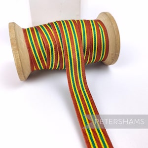 Vintage 16mm Striped Grosgrain Ribbon for Hat Making 1m - Rust, Yellow & Green