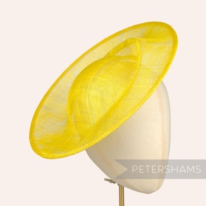 Sinamay &#39;Cindy&#39; Orbital Pleat Fascinator Hat Base for Millinery & Hat Making - Yellow