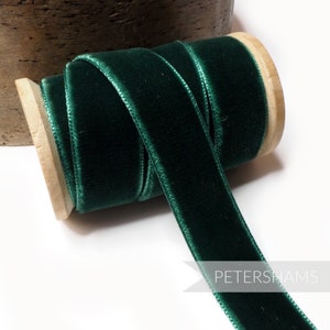 23mm French Velvet Ribbon for Millinery, Hat Trimming & Crafts 1 metre (1.09 yards) - Bottle Green