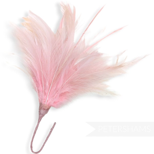 Fluffy Goose Biot & Hackle Feather Hat Mount Trim for Fascinators, Wedding Bouquets and Hat Making -  Light Pink