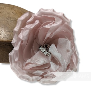 Silk 'Danielle' Large 15cm Rose Millinery Fascinator Flower Hat Mount - Blush