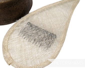 Base de chapeau fascinateur Sinamay entièrement câblée avec peigne - Teardrop - Coquille d’œuf