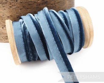 5mm Velvet Insertion Piping Cord for Millinery, Hat Making and Crafts - 1m - Slate Blue