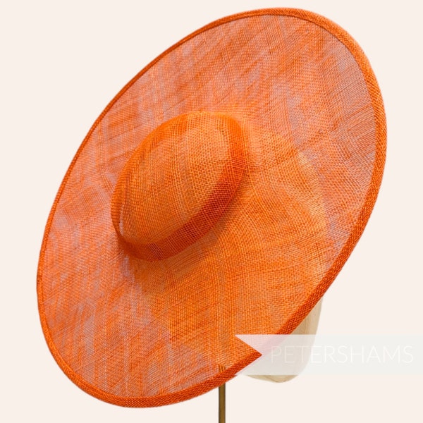 Cartwheel Sinamay Fascinator Hat Base for Millinery & Hat Making - Burnt Orange