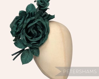 Dark Green Silk 'Colette' Double Millinery Flower Hat Mount