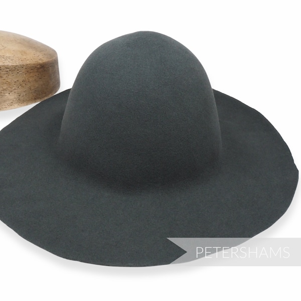 100% Wool Felt Capeline Hat Body for Millinery & Hat Making - Dark Grey