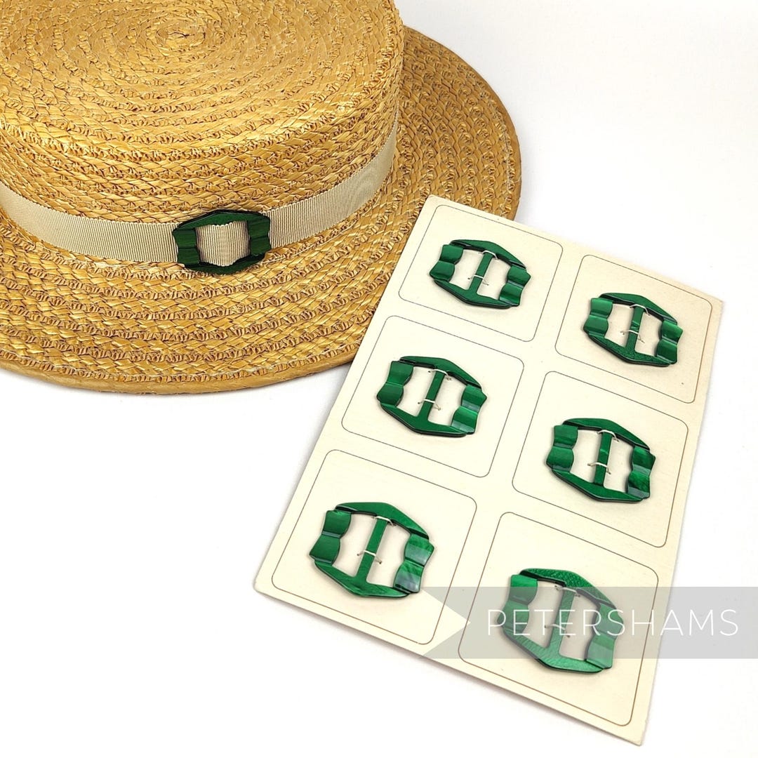 Vintage 1940/50s 'ripple' Plastic Buckle - Card of 6 - for Hat