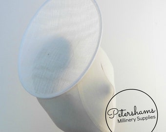 Rounded Scoop 21cm Sinamay Fascinator Hat Base for Millinery & Hat Making - White