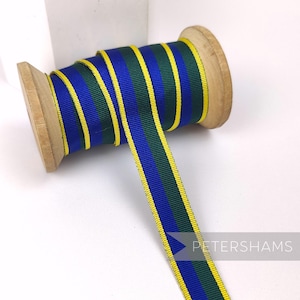 Vintage 16mm Striped Grosgrain Ribbon for Hat Making 1m - Yellow, Green & Blue