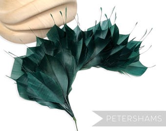 Bottle Green Large Spiky Goose Feather Wired Millinery Hat Mount